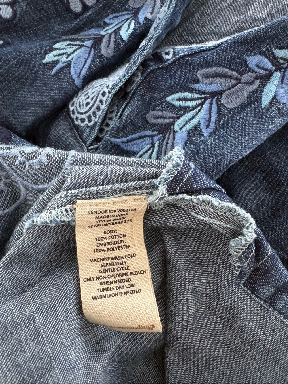 Soft Surroundings  Embroidered Denim Tunic 100% cotton - Picture 5 of 5